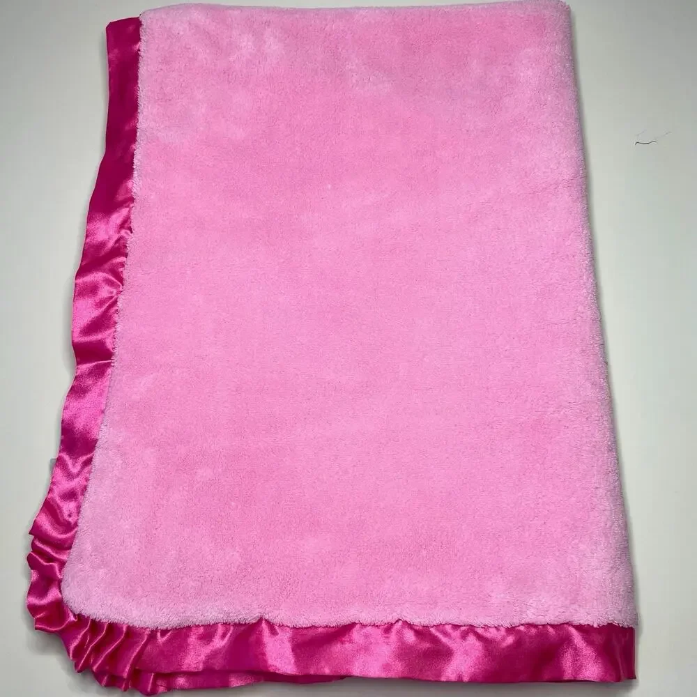 Little Wonders Sweet Pink Bunny Baby Security Blanket Mushroom Plush Satin Trim